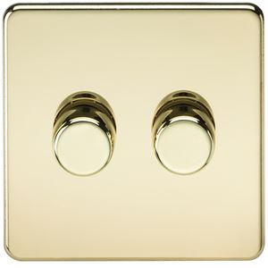 Picture of 2GANG 2WAY  DIMMER  SCREWLESS
10-200W/5-150W LED POLISHED BRASS