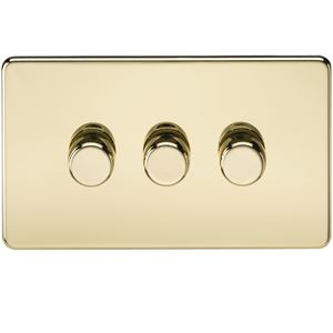 Picture of 3GANG 2WAY  DIMMER  SCREWLESS
10-200W/LED 5-150W POLISHED BRASS