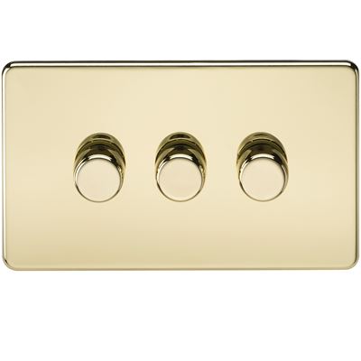 Picture of 3GANG 2WAY  DIMMER  SCREWLESS
10-200W/LED 5-150W POLISHED BRASS