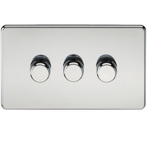 Picture of 3GANG 2WAY  DIMMER  SCREWLESS
10-200W/LED 5-150W POLISHED CHROME