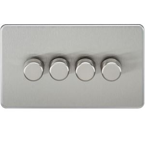 Picture of 4GANG 2WAY  DIMMER  SCREWLESS
10-200W/LED 5-150W BRUSHED CHROME
LED COMPATIBLE