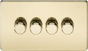 Picture of 4GANG 2WAY  DIMMER  SCREWLESS
10-200W/LED 5-150W POLISHED BRASS