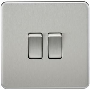 Picture of 2GANG 2WAY  SWITCH  SCREWLESS FLAT PLATE
BRUSHED CHROME