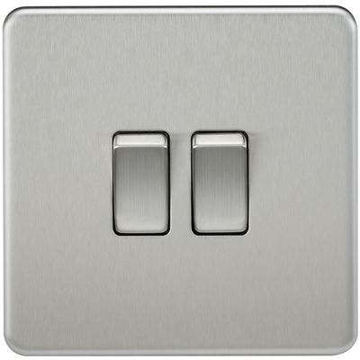 Picture of 2GANG 2WAY  SWITCH  SCREWLESS FLAT PLATE
BRUSHED CHROME