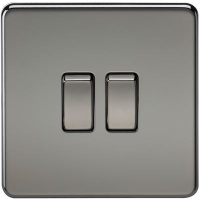 Picture of 2GANG 2WAY  SWITCH  SCREWLESS FLAT PLATE
BLACK NICKEL