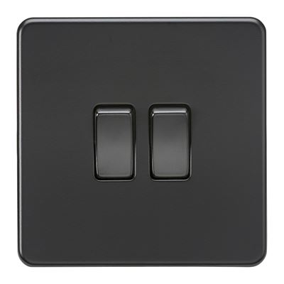 Picture of 2GANG 2WAY  SWITCH  SCREWLESS FLAT PLATE
MATT BLACK