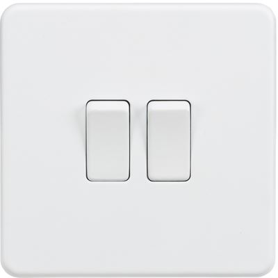 Picture of 2GANG 2WAY  SWITCH  SCREWLESS FLAT PLATE
MATT WHITE