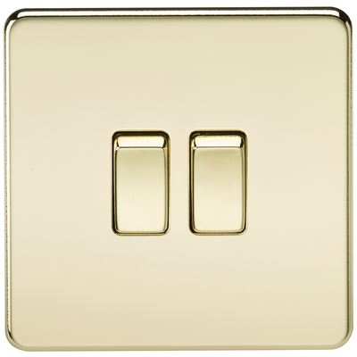 Picture of 2GANG 2WAY  SWITCH  SCREWLESS FLAT PLATE
POLISHED BRASS