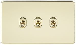 Picture of 3GANG 2WAY  TOGGLE SWITCH  SCREWLESS FLAT
POLISHED BRASS