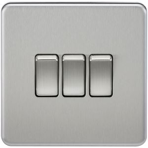 Picture of 3GANG 2WAY  SWITCH  SCREWLESS FLAT PLATE
BRUSHED CHROME