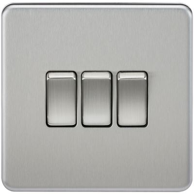 Picture of 3GANG 2WAY  SWITCH  SCREWLESS FLAT PLATE
BRUSHED CHROME