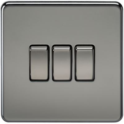 Picture of 3GANG 2WAY  SWITCH  SCREWLESS FLAT PLATE
BLACK NICKEL