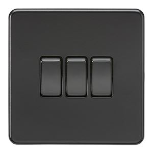 Picture of 3GANG 2WAY  SWITCH  SCREWLESS FLAT PLATE
MATT BLACK