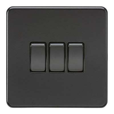 Picture of 3GANG 2WAY  SWITCH  SCREWLESS FLAT PLATE
MATT BLACK