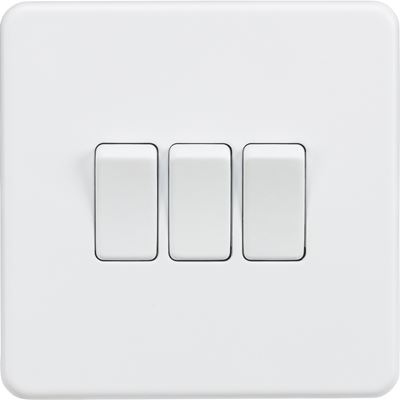 Picture of 3GANG 2WAY  SWITCH  SCREWLESS FLAT PLATE
MATT WHITE