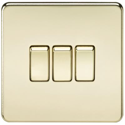Picture of 3GANG 2WAY  SWITCH  SCREWLESS FLAT PLATE
POLISHED BRASS