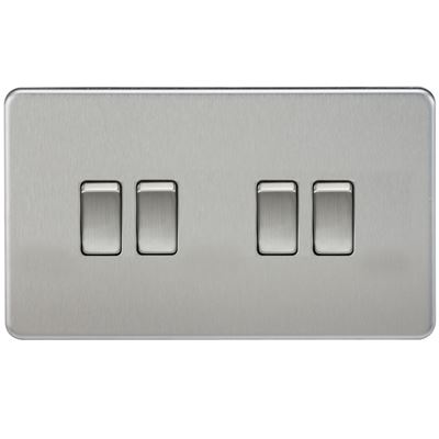 Picture of 4GANG 2WAY  SWITCH  SCREWLESS FLAT PLATE
BRUSHED CHROME