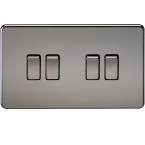 Picture of 4GANG 2WAY  SWITCH  SCREWLESS FLAT PLATE
BLACK NICKEL