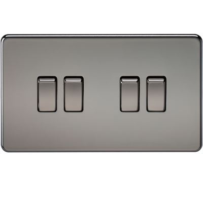 Picture of 4GANG 2WAY  SWITCH  SCREWLESS FLAT PLATE
BLACK NICKEL