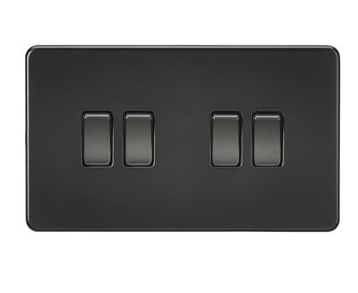 Picture of 4GANG 2WAY  SWITCH  SCREWLESS FLAT PLATE
MATT BLACK