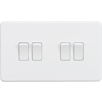 Picture of 4GANG 2WAY  SWITCH  SCREWLESS FLAT PLATE
MATT WHITE