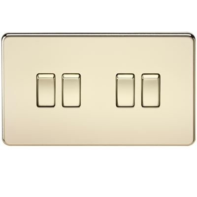 Picture of 4GANG 2WAY  SWITCH  SCREWLESS FLAT PLATE
POLISHED BRASS