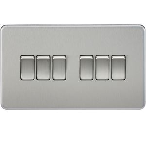 Picture of 6GANG 2WAY  SWITCH  SCREWLESS FLAT PLATE
BRUSHED CHROME
