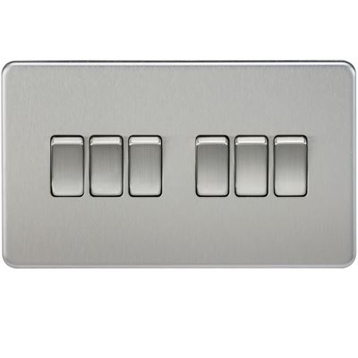 Picture of 6GANG 2WAY  SWITCH  SCREWLESS FLAT PLATE
BRUSHED CHROME