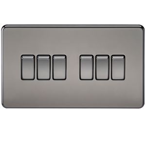 Picture of 6GANG 2WAY  SWITCH  SCREWLESS FLAT PLATE
BLACK NICKEL