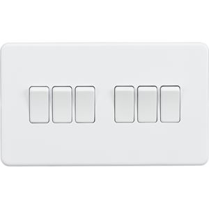 Picture of 6GANG 2WAY  SWITCH  SCREWLESS FLAT PLATE
MATT WHITE