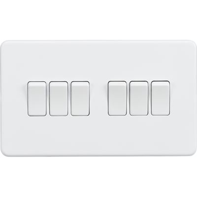 Picture of 6GANG 2WAY  SWITCH  SCREWLESS FLAT PLATE
MATT WHITE