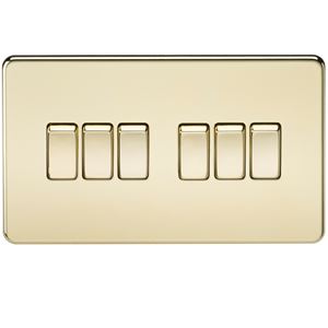 Picture of 6GANG 2WAY  SWITCH  SCREWLESS FLAT PLATE
POLISHED BRASS