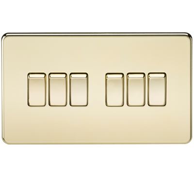 Picture of 6GANG 2WAY  SWITCH  SCREWLESS FLAT PLATE
POLISHED BRASS
