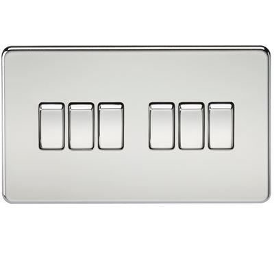 Picture of 6GANG 2WAY  SWITCH  SCREWLESS FLAT PLATE
POLISHED CHROME