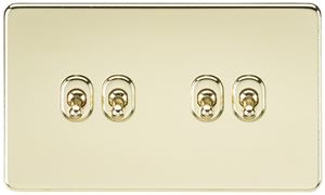 Picture of 4GANG 2WAY  TOGGLE SWITCH  SCREWLESS FLAT
POLISHED BRASS