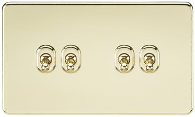 Picture of 4GANG 2WAY  TOGGLE SWITCH  SCREWLESS FLAT
POLISHED BRASS