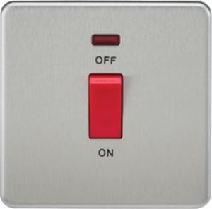 Picture of 45A DP  SWITCH  C/W NEON SCREWLESS FLAT PLATE
1 GANG BRUSHED CHROME