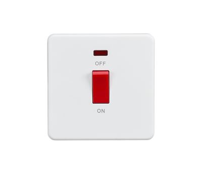 Picture of 45A DP  SWITCH  C/W NEON SCREWLESS FLAT PLATE
1 GANG MATT WHITE