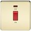 Picture of 45A DP  SWITCH  C/W NEON SCREWLESS FLAT PLATE
1 GANG POLISHED BRASS