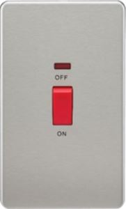 Picture of 45A DP  SWITCH  C/W NEON SCREWLESS FLAT PLATE
2 GANG BRUSHED CHROME