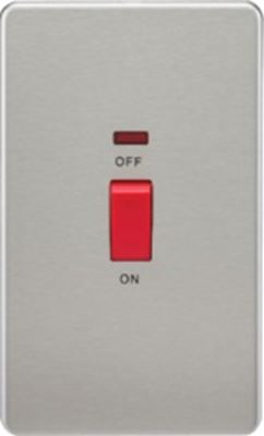 Picture of 45A DP  SWITCH  C/W NEON SCREWLESS FLAT PLATE
2 GANG BRUSHED CHROME