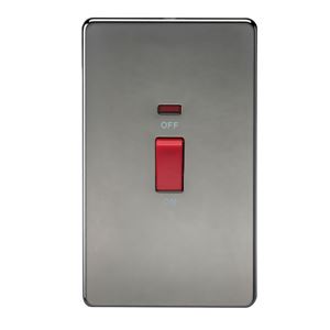 Picture of 45A DP  SWITCH  C/W NEON SCREWLESS FLAT PLATE
2 GANG BLACK NICKEL