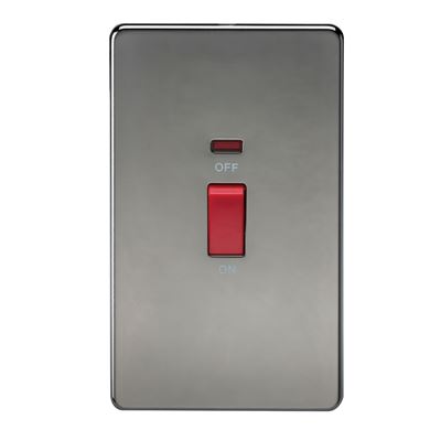 Picture of 45A DP  SWITCH  C/W NEON SCREWLESS FLAT PLATE
2 GANG BLACK NICKEL