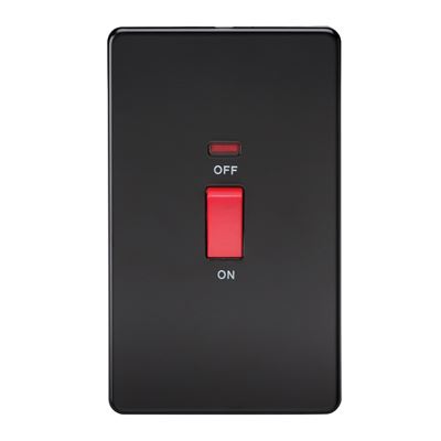 Picture of 45A DP  SWITCH  C/W NEON SCREWLESS FLAT PLATE
2 GANG MATT BLACK