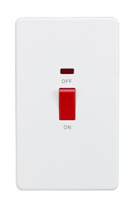 Picture of 45A DP  SWITCH  C/W NEON SCREWLESS FLAT PLATE
2 GANG MATT WHITE
