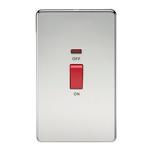 Picture of 45A DP  SWITCH  C/W NEON SCREWLESS FLAT PLATE
2 GANG POLISHED CHROME