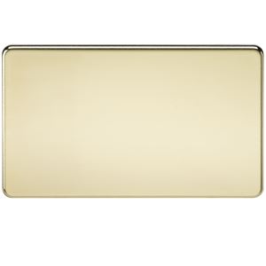 Picture of 2 GANG BLANK PLATE  SCREWLESS FLAT PLATE
POLISHED BRASS