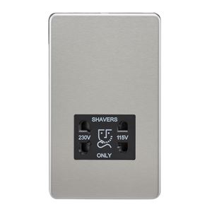 Picture of 115V/230V SHAVER SOCKET SCREWLESS PLATE
BLACK  INSERT BRUSHED CHROME