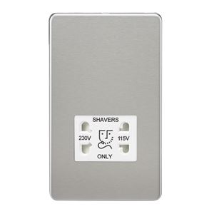 Picture of 115V/230V SHAVER SOCKET SCREWLESS PLATE
WHITE INSERT BRUSHED CHROME