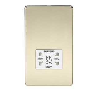 Picture of 115V/230V SHAVER SOCKET SCREWLESS PLATE
WHITE INSERT POLISHED BRASS